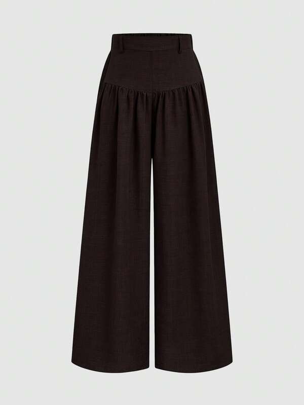 French Draped Wide-Leg Trousers