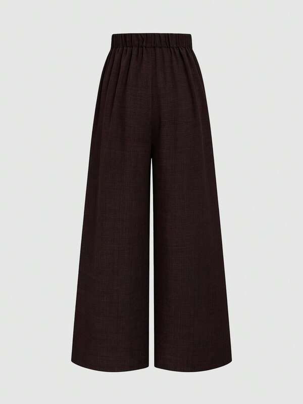 French Draped Wide-Leg Trousers