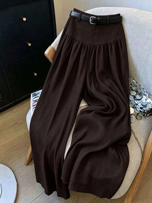 French Draped Wide-Leg Trousers