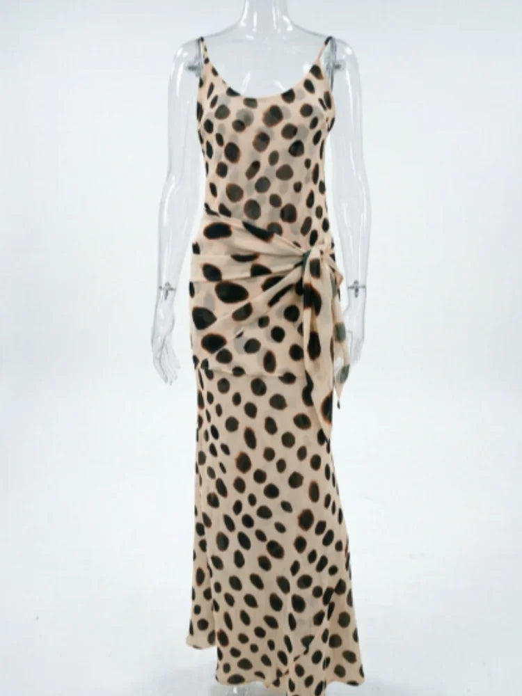 Animal Print Ruched Maxi Dress