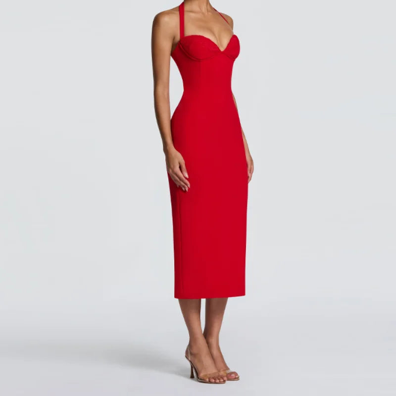 Elegant Halter Midi Dress