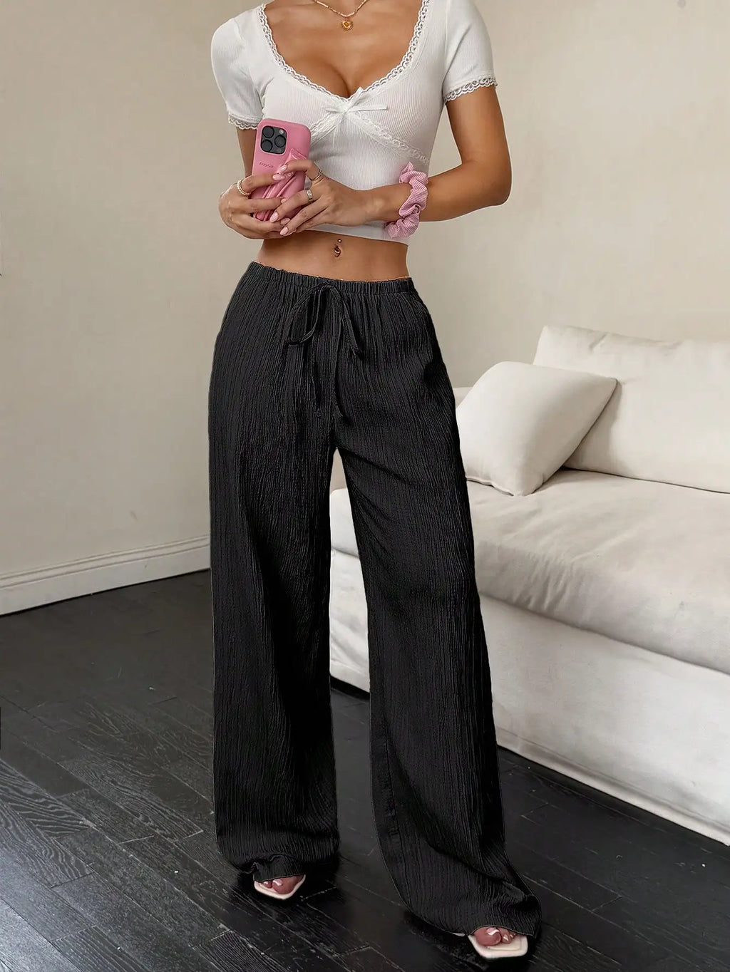 Floor-Length Straight-Leg Trousers