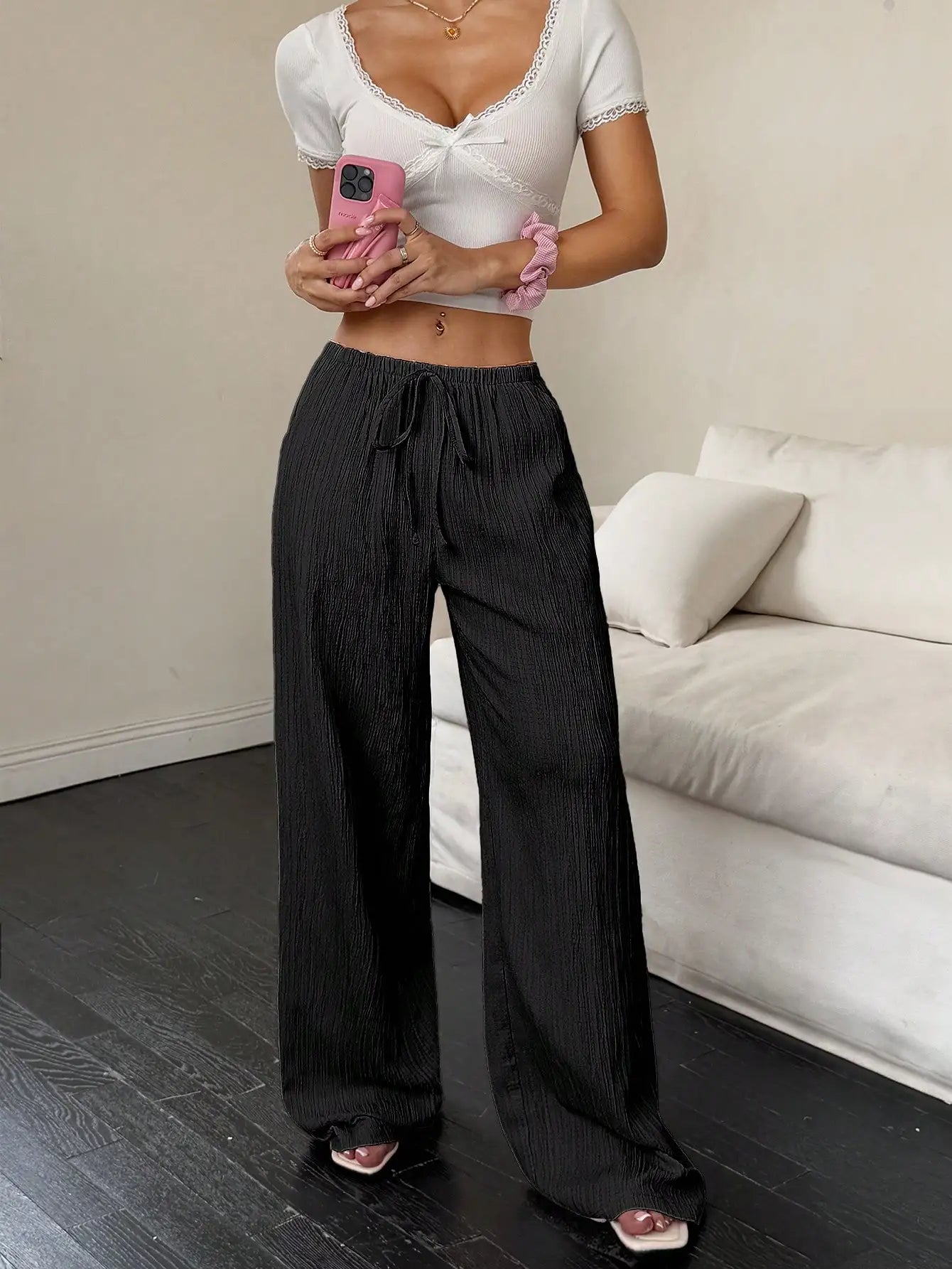 Floor-Length Straight-Leg Trousers