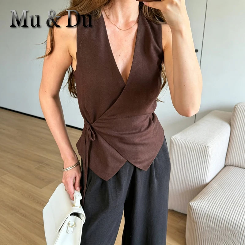 Asymmetric Linen Waistcoat