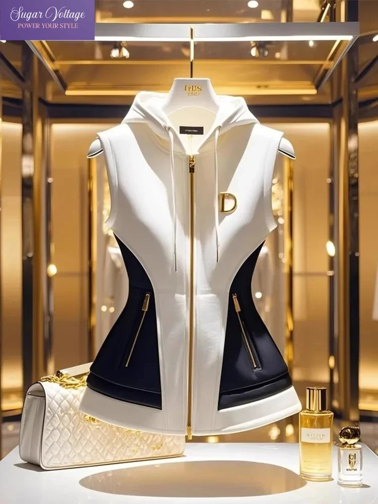 French Contrast Hooded Gilet