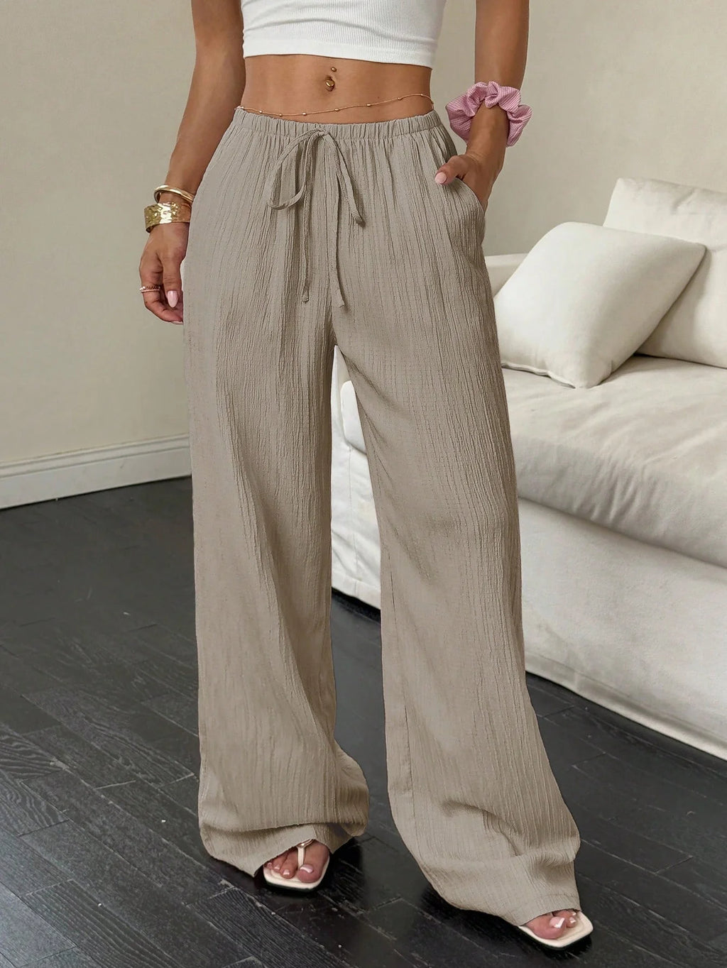 Floor-Length Straight-Leg Trousers