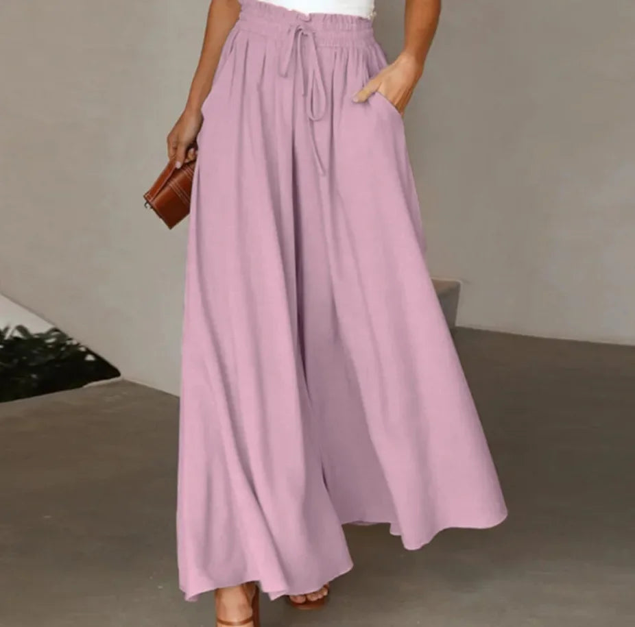 Drawstring Wide-Leg Trousers