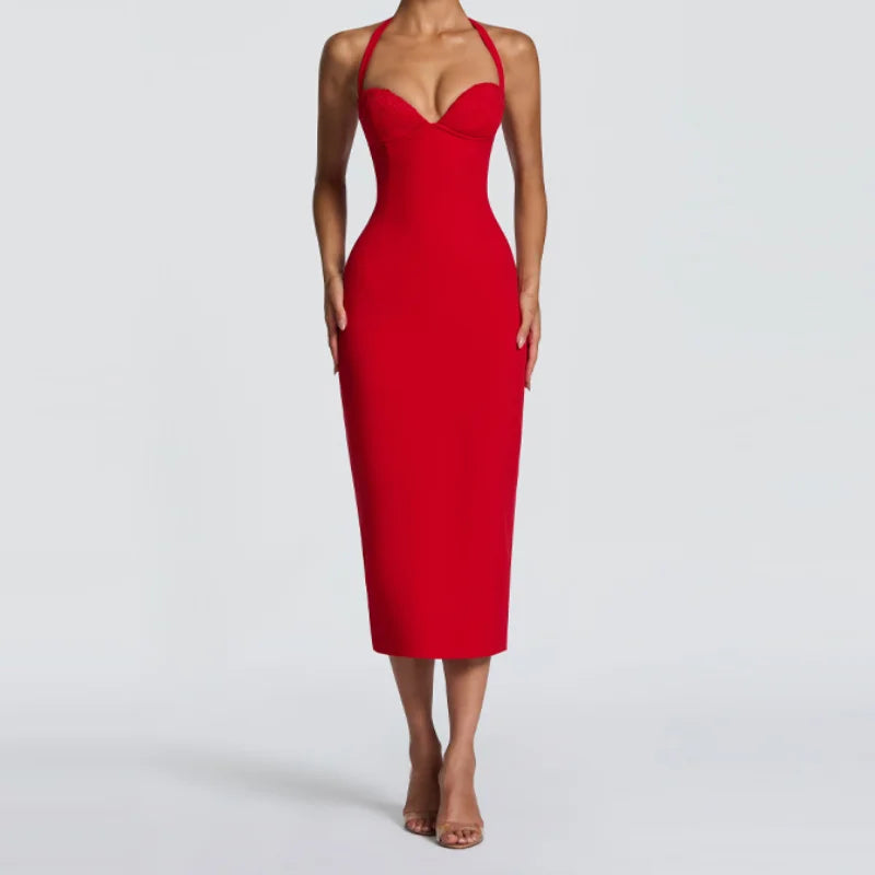 Elegant Halter Midi Dress