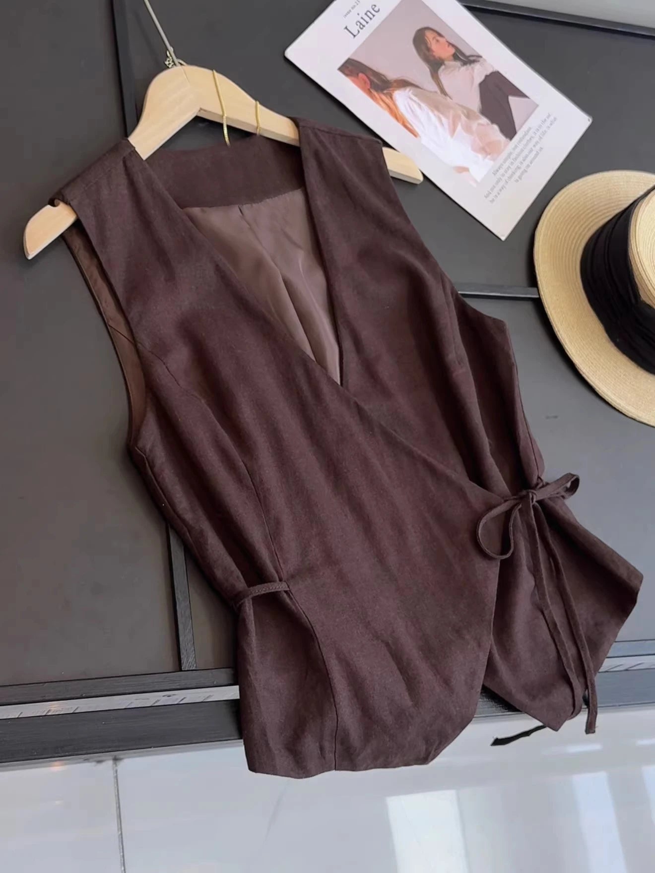 Asymmetric Linen Waistcoat
