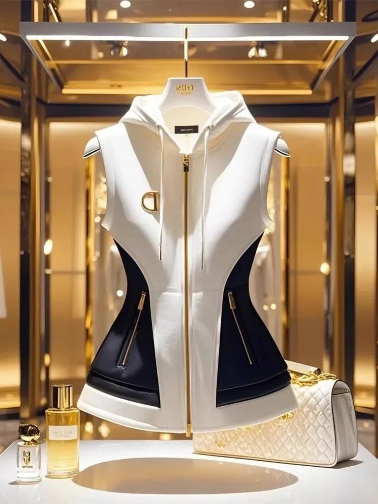 French Contrast Hooded Gilet