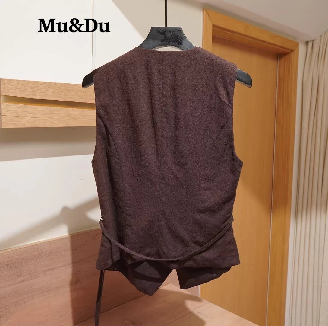 Asymmetric Linen Waistcoat