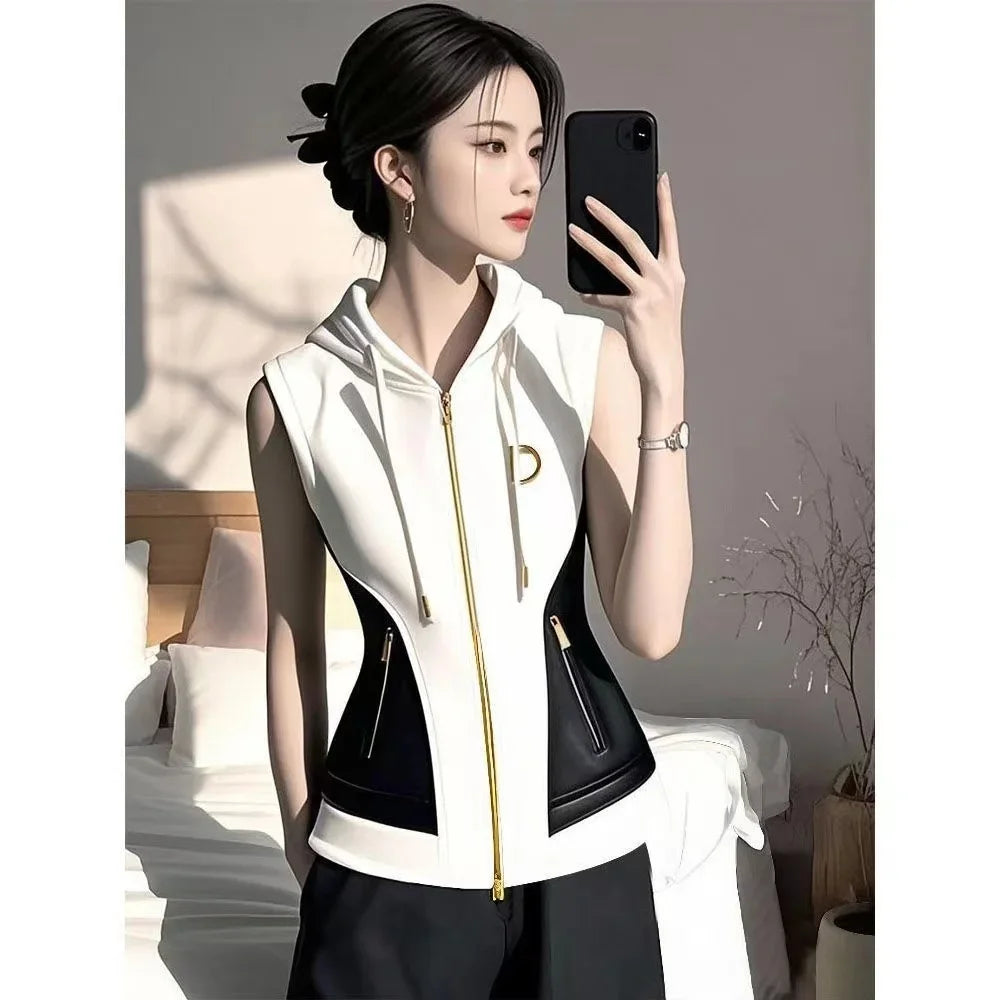French Contrast Hooded Gilet