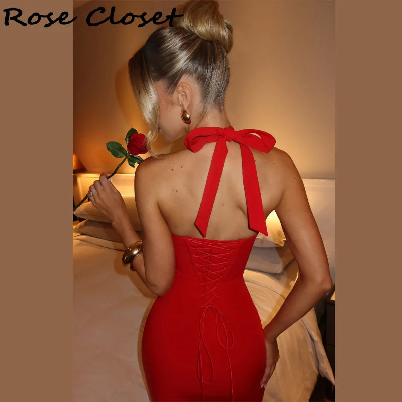 Elegant Halter Midi Dress