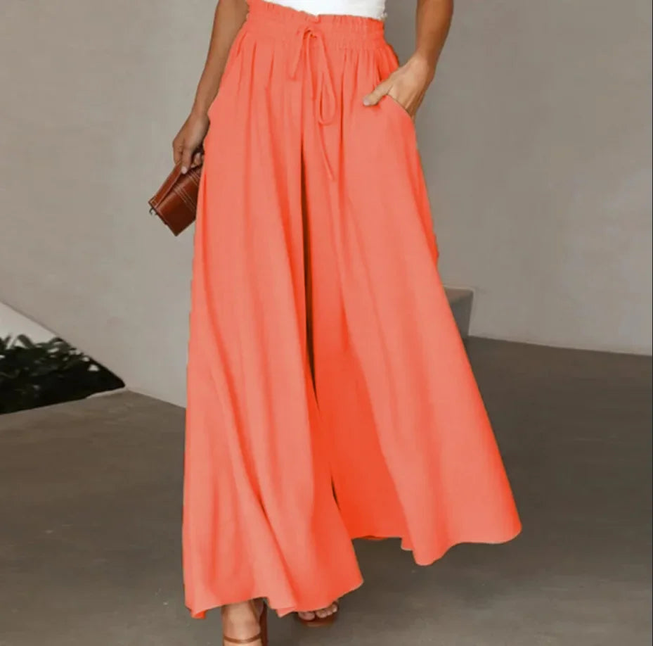 Drawstring Wide-Leg Trousers