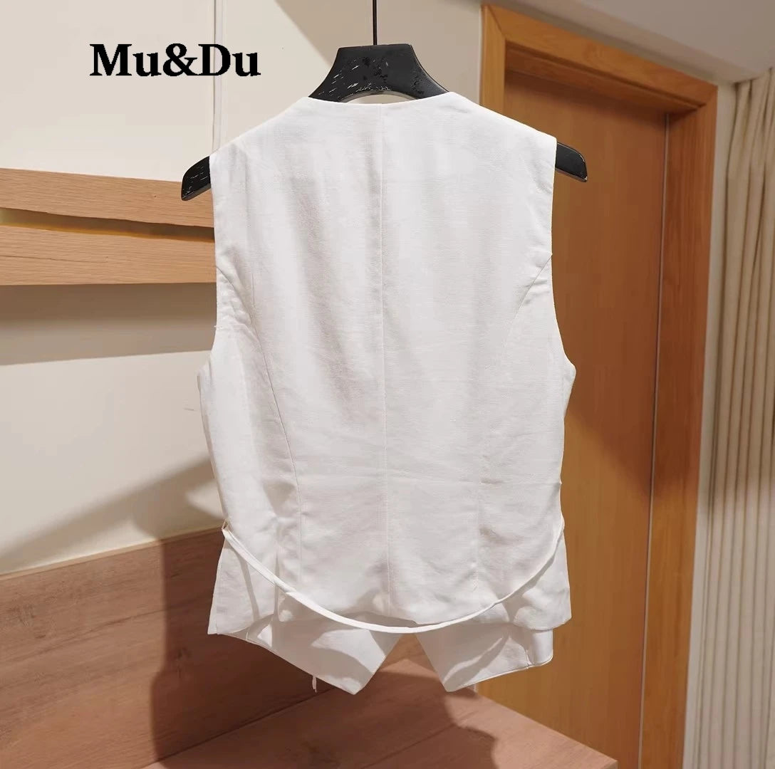 Asymmetric Linen Waistcoat