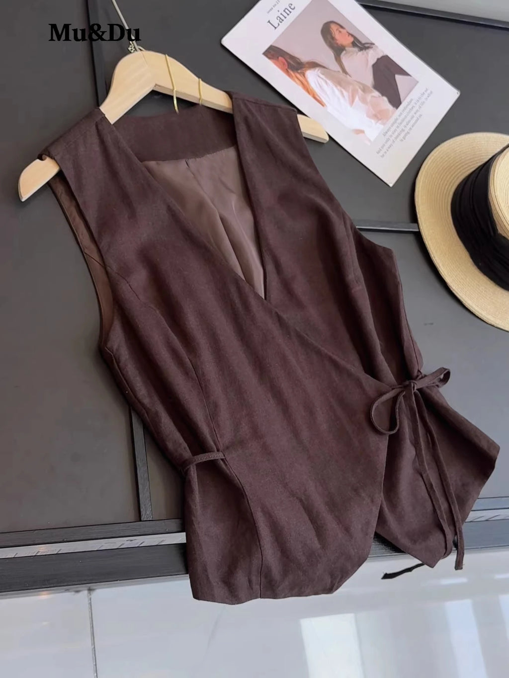 Asymmetric Linen Waistcoat