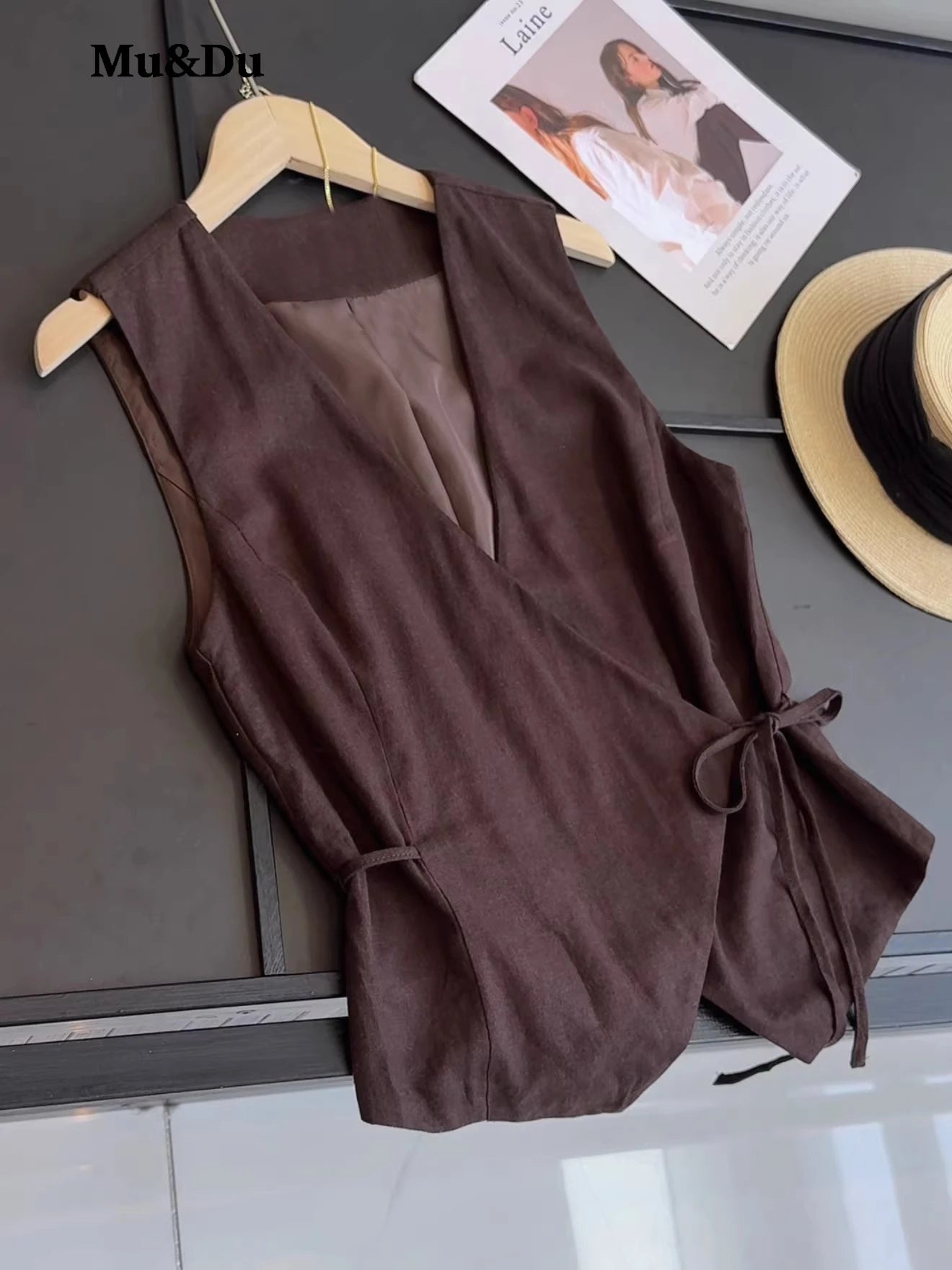 Asymmetric Linen Waistcoat
