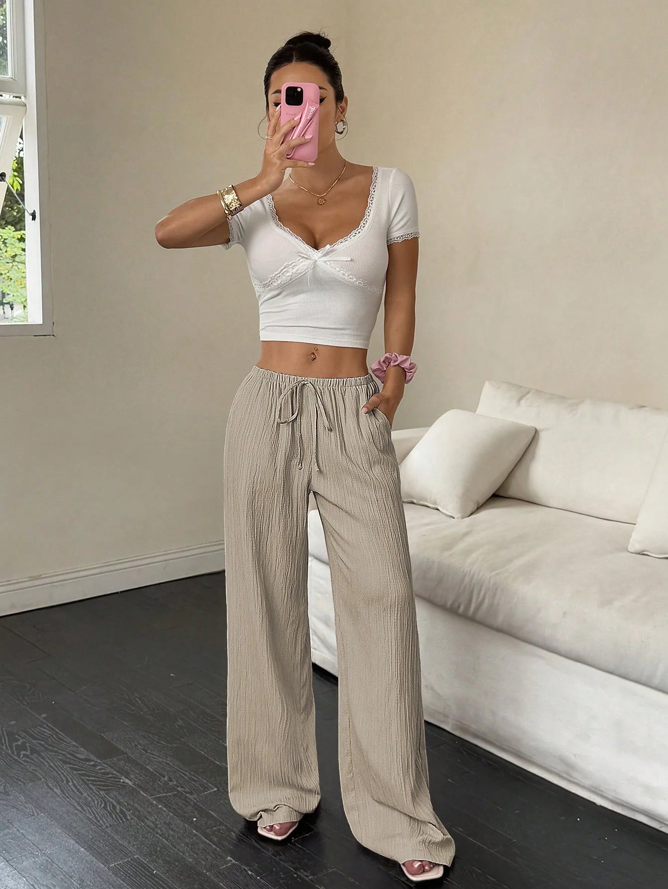 Floor-Length Straight-Leg Trousers