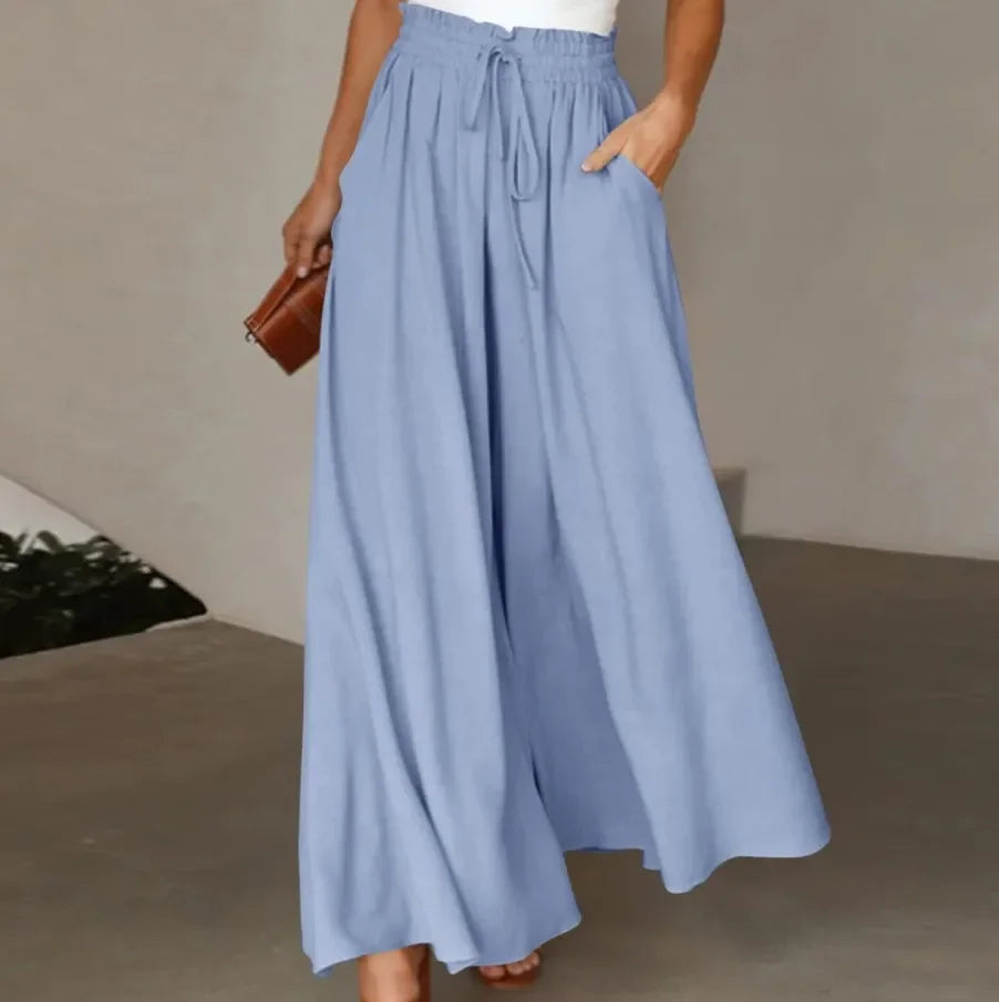 Drawstring Wide-Leg Trousers