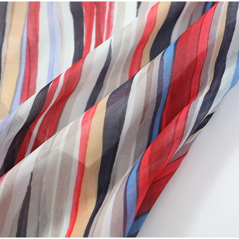 Striped V-Neck Maxi Dress