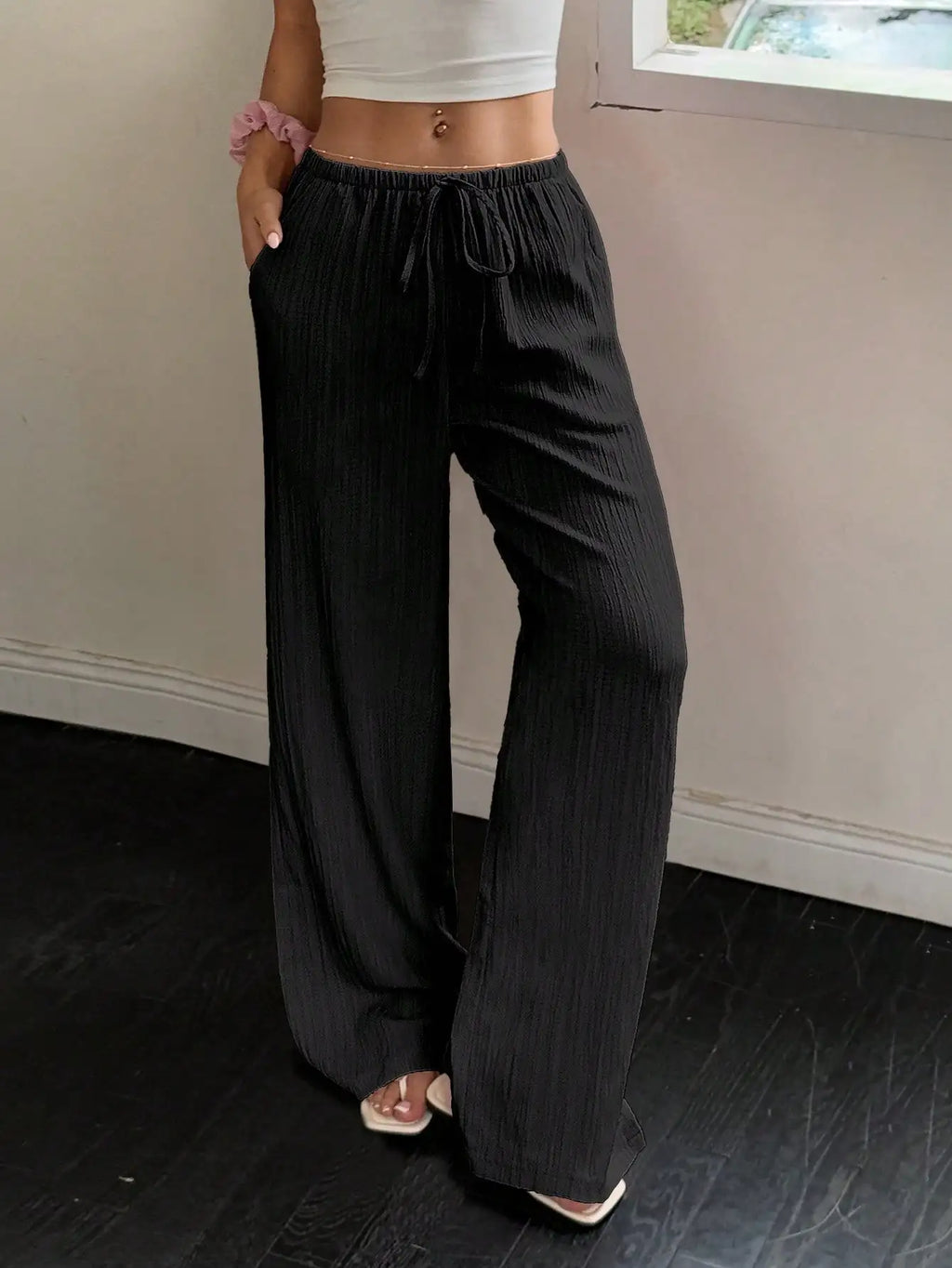 Floor-Length Straight-Leg Trousers