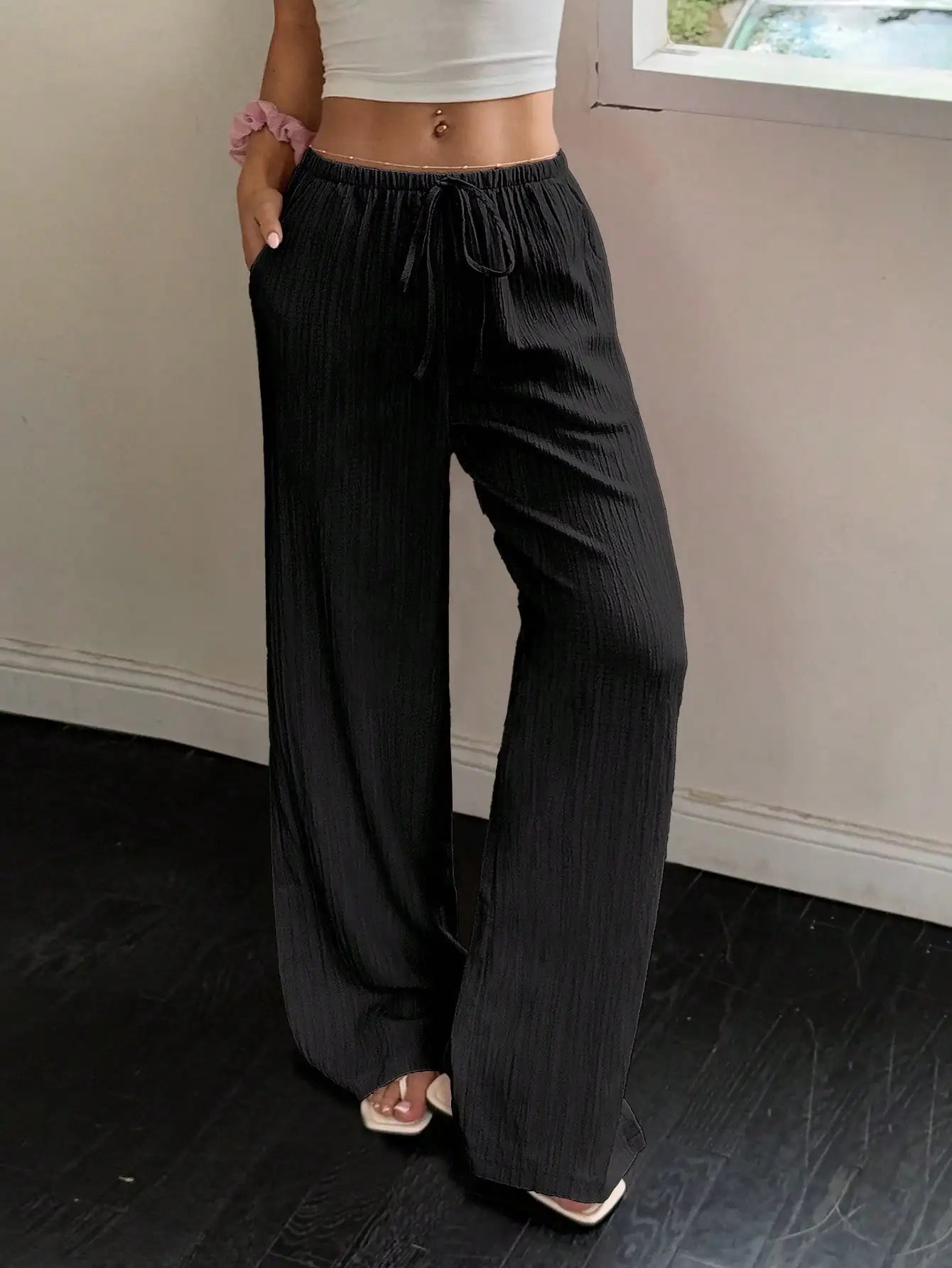 Floor-Length Straight-Leg Trousers