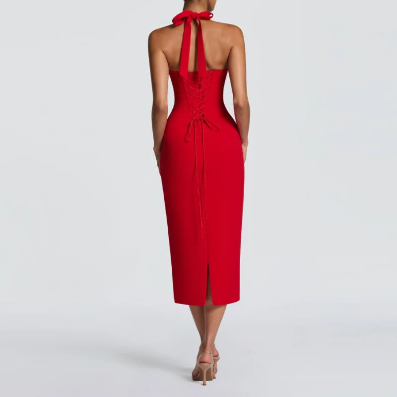 Elegant Halter Midi Dress
