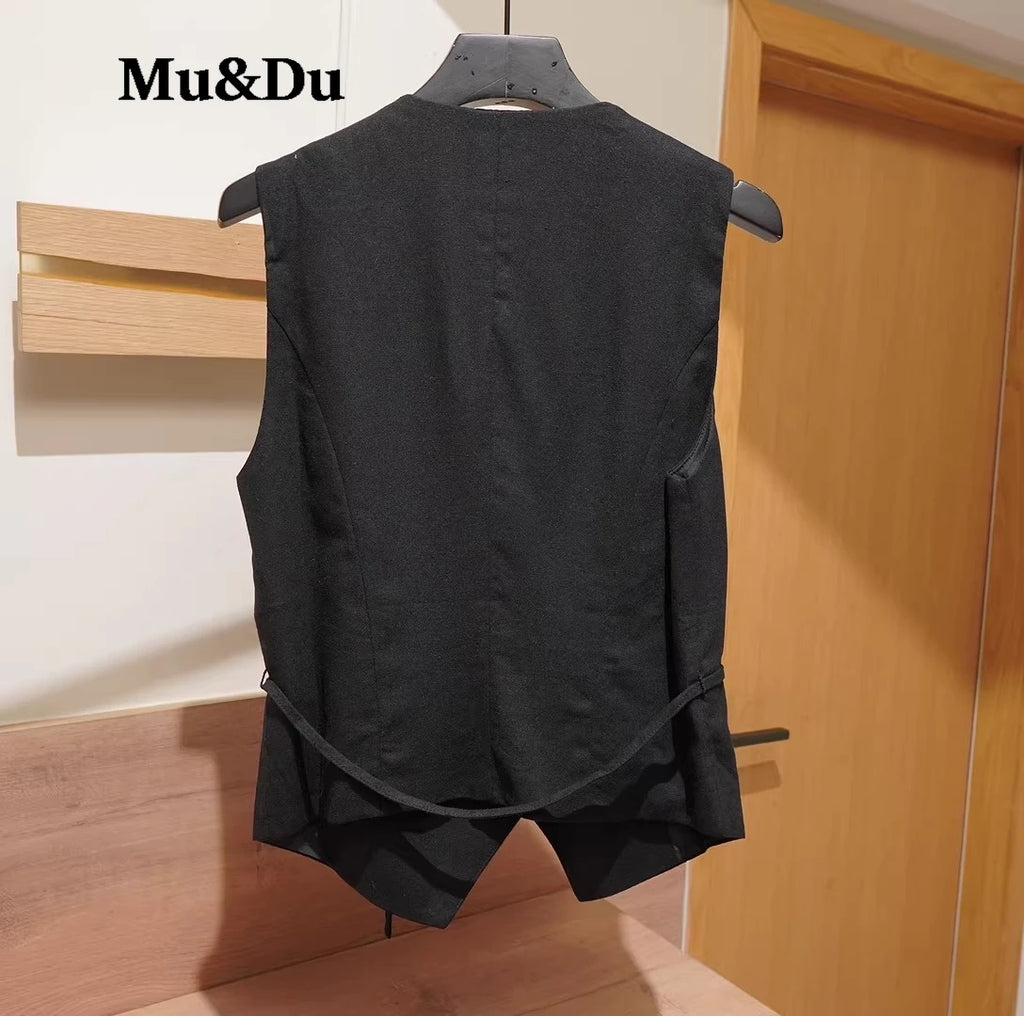 Asymmetric Linen Waistcoat