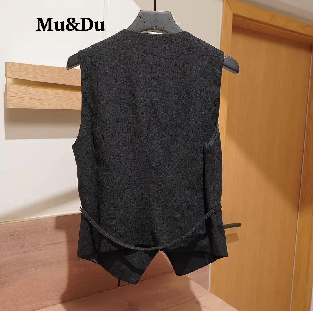 Asymmetric Linen Waistcoat