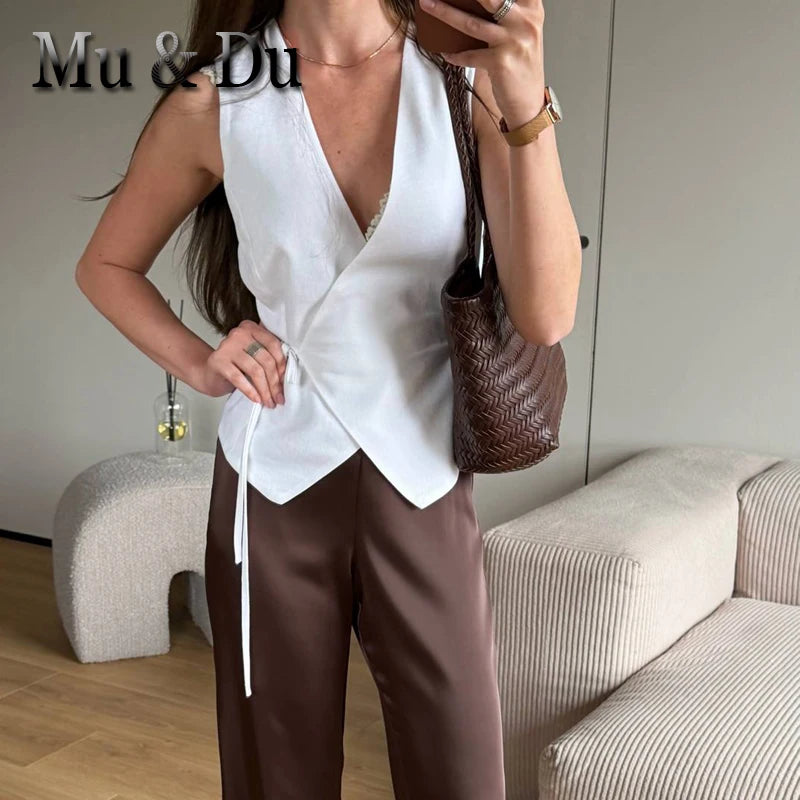 Asymmetric Linen Waistcoat