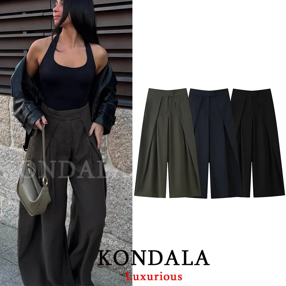 Pleated Wide-Leg Trousers