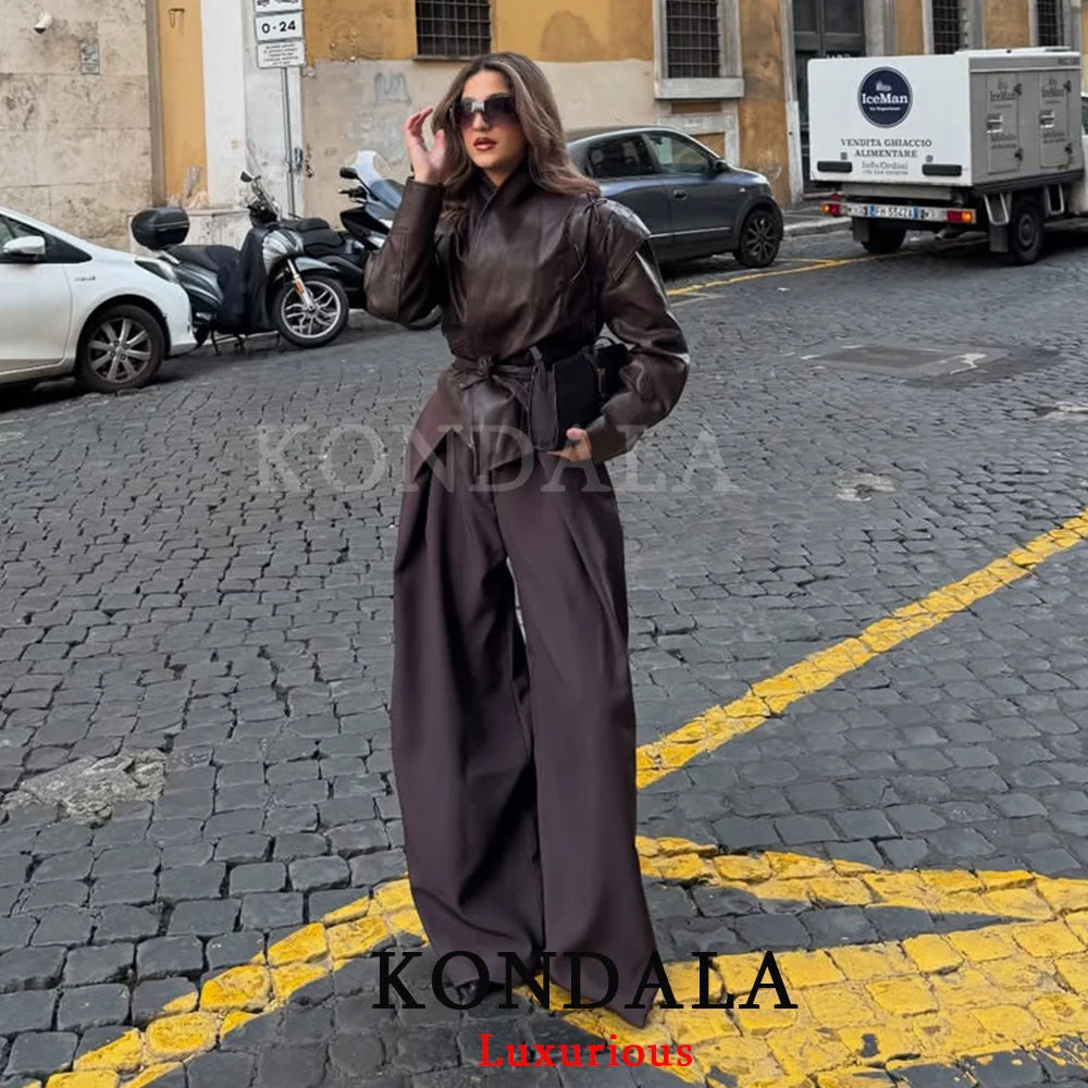 Pleated Wide-Leg Trousers