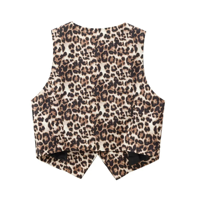Leopard Print Cropped Gilet