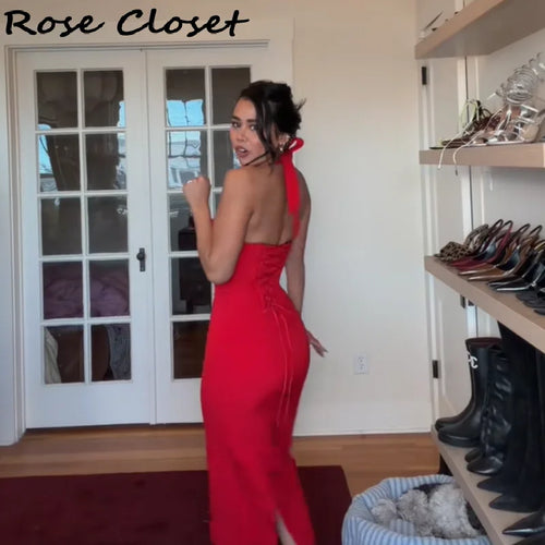 Elegant Halter Midi Dress