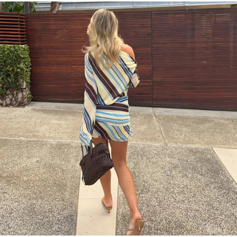 Striped V-Neck Maxi Dress