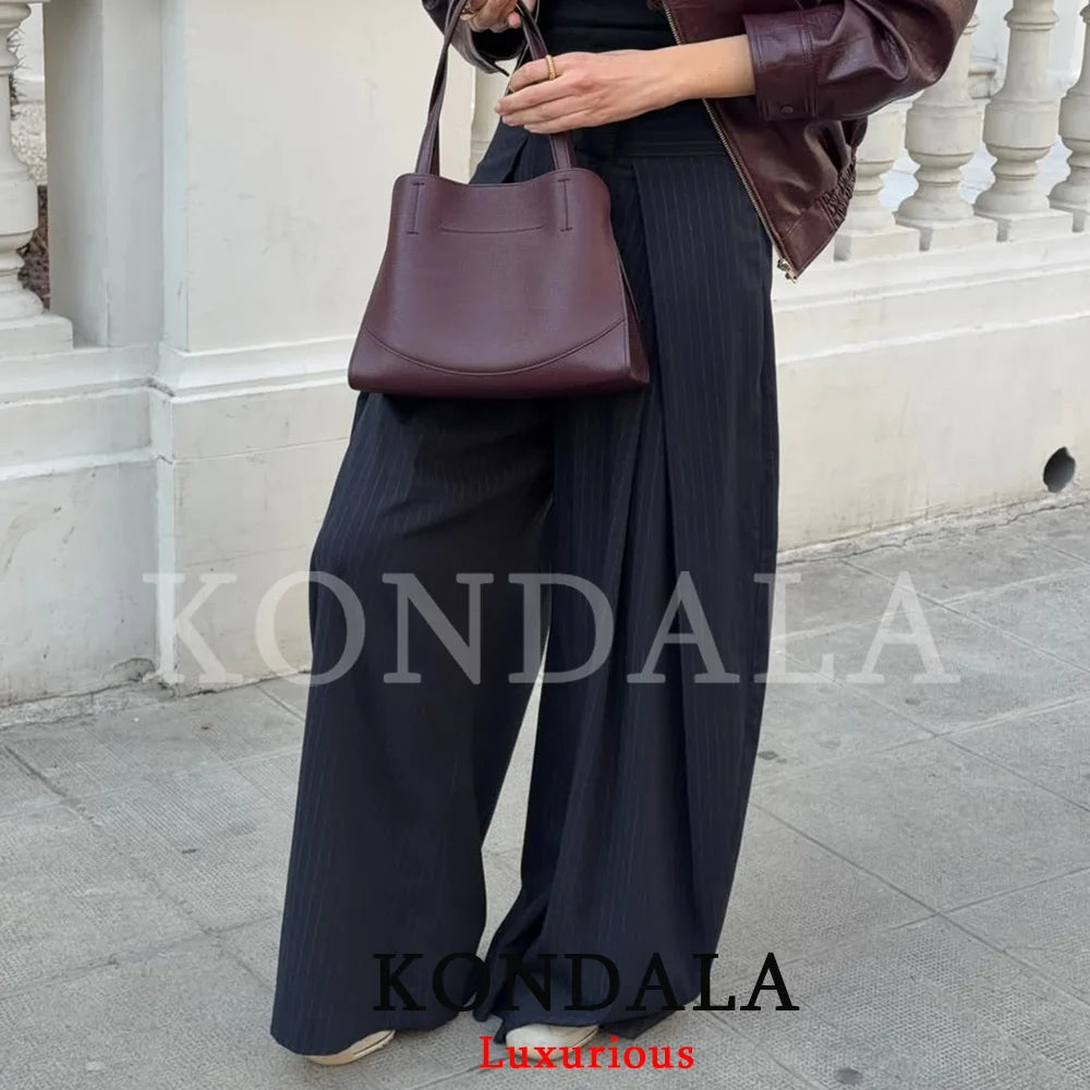 Pleated Wide-Leg Trousers