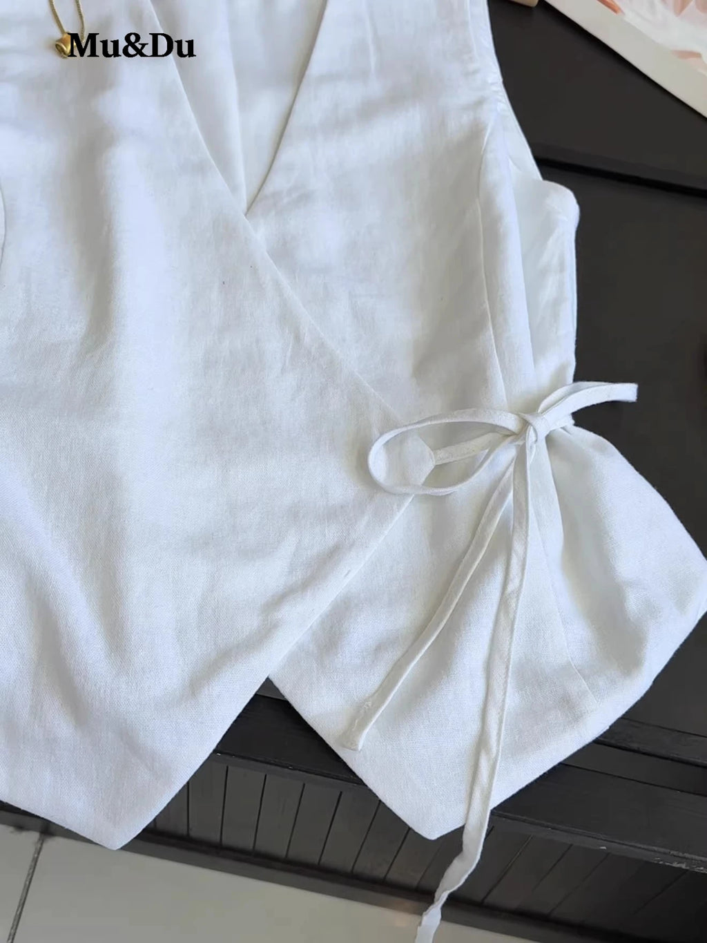Asymmetric Linen Waistcoat
