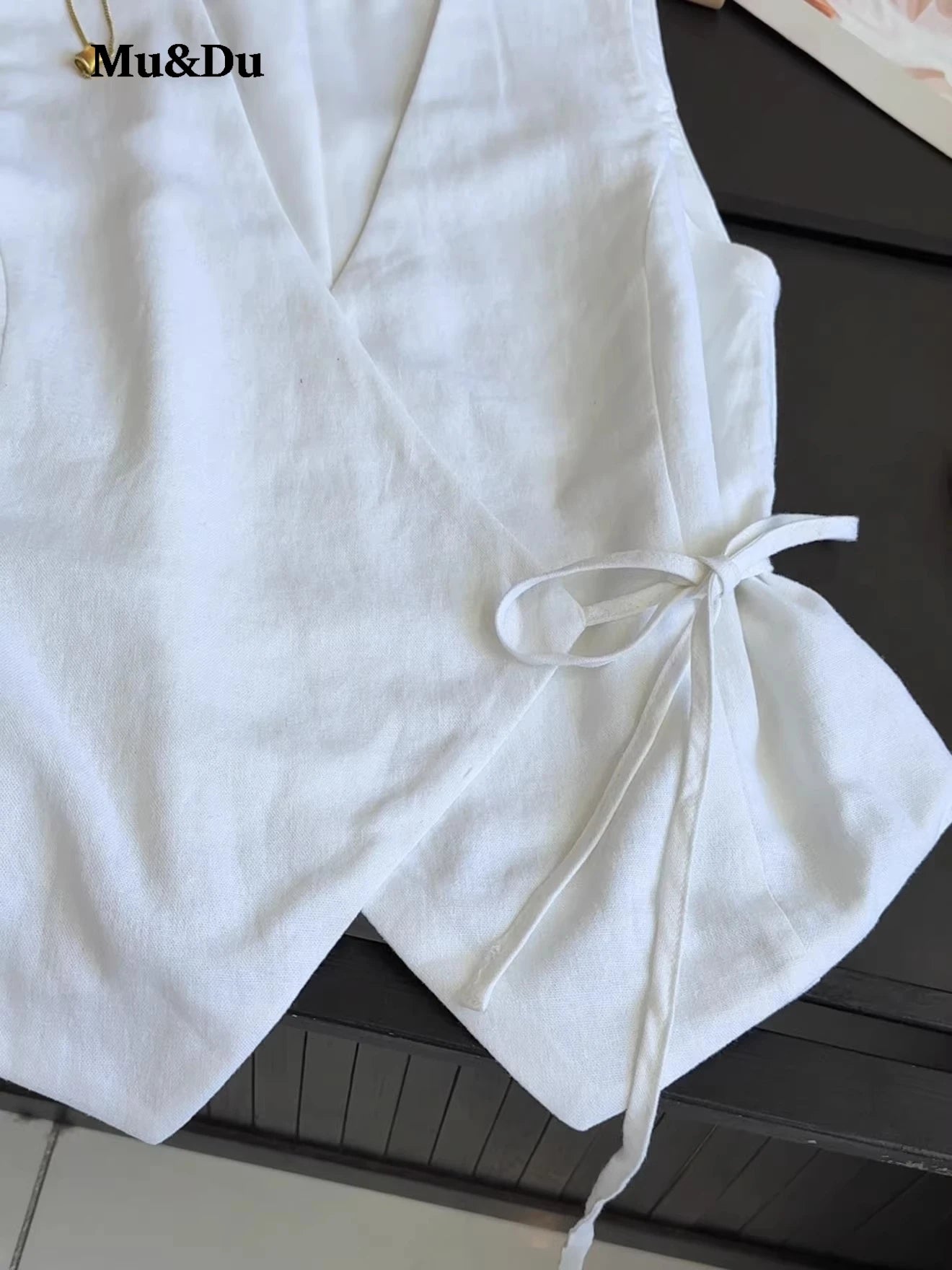 Asymmetric Linen Waistcoat