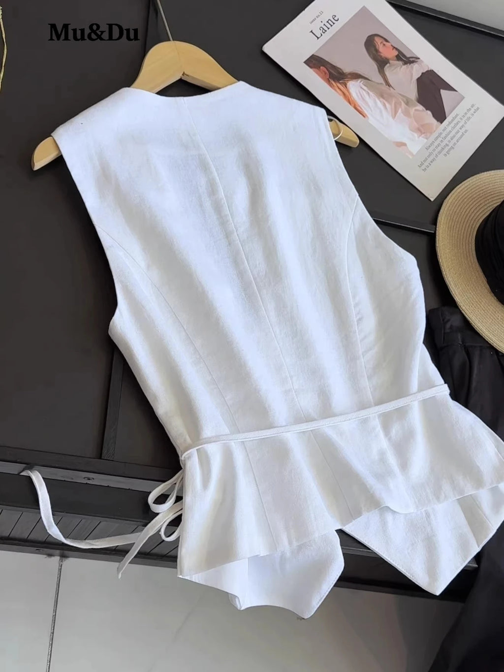 Asymmetric Linen Waistcoat