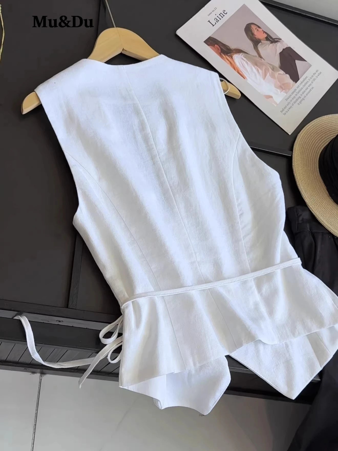 Asymmetric Linen Waistcoat