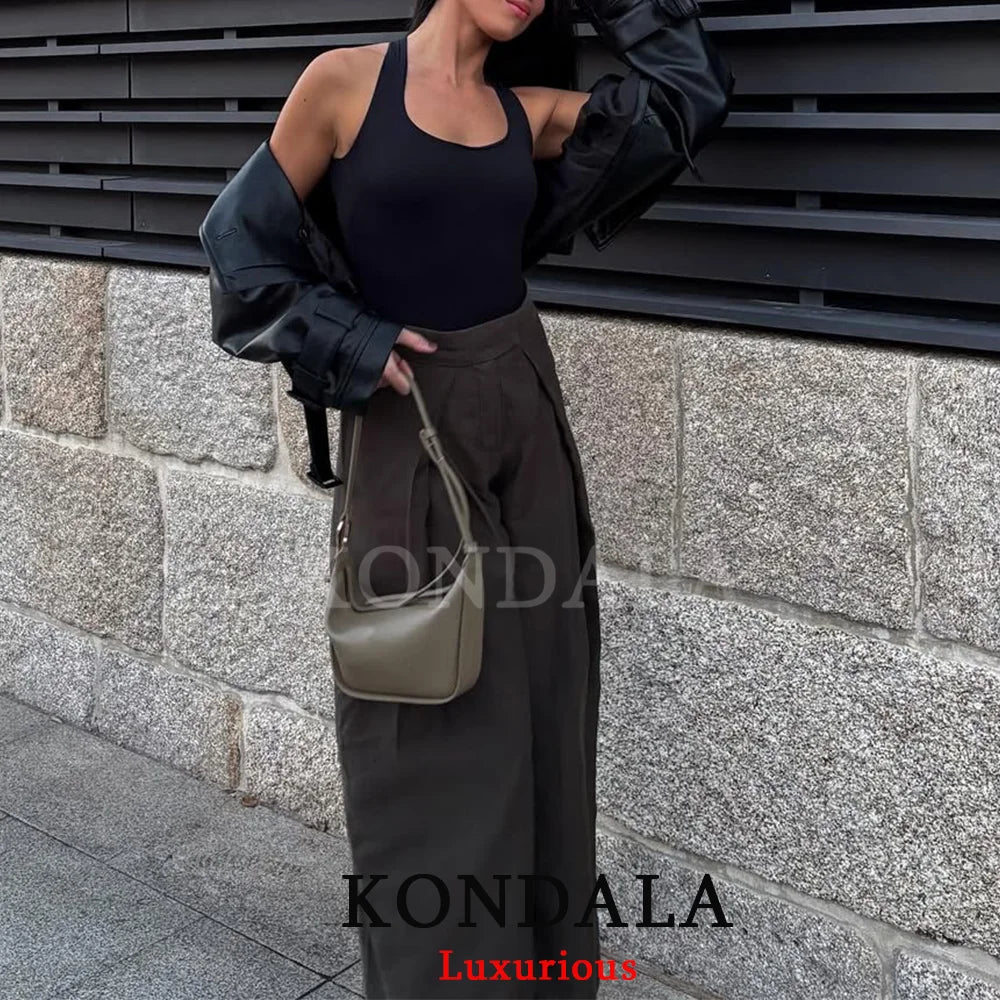 Pleated Wide-Leg Trousers