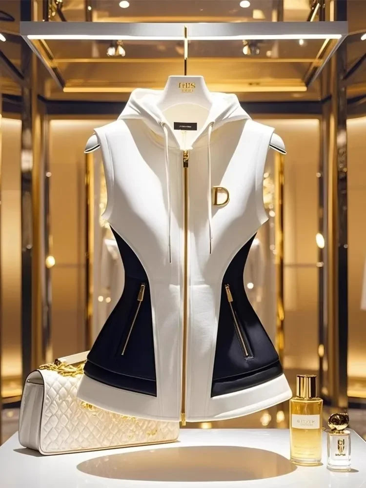 French Contrast Hooded Gilet