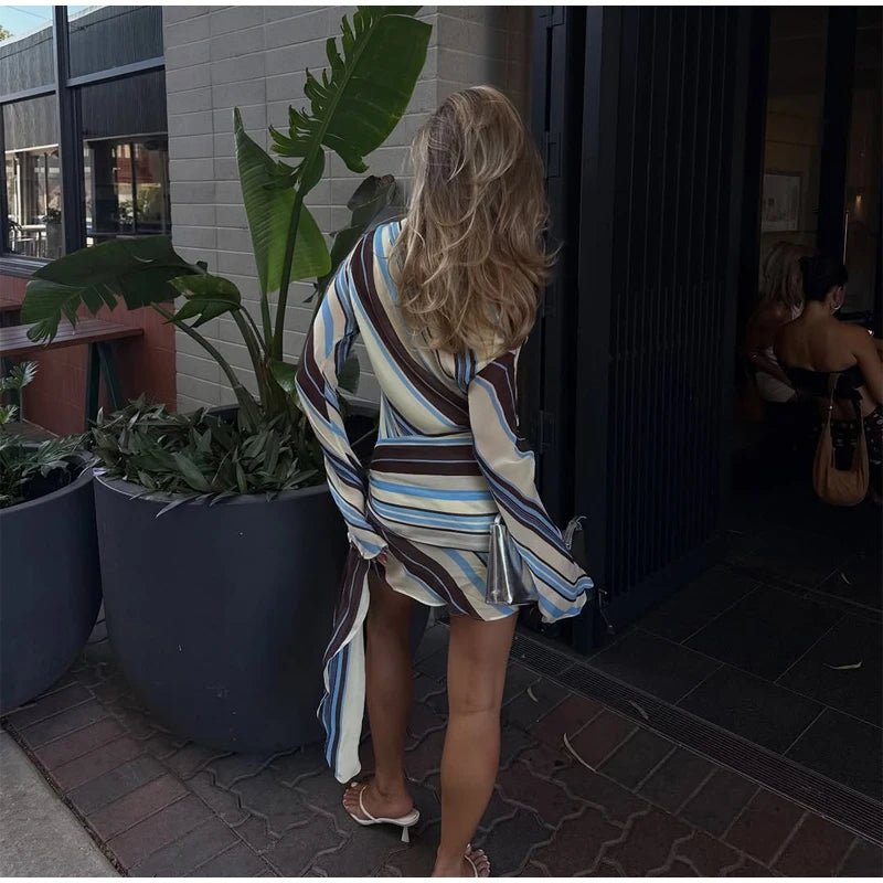 Striped V-Neck Maxi Dress