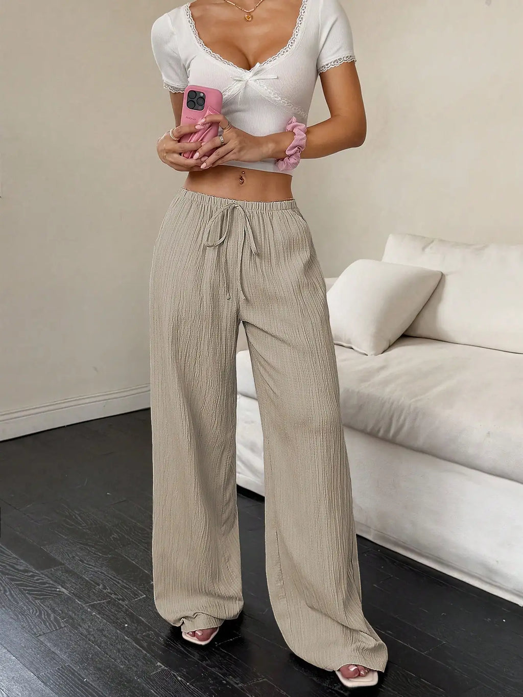 Floor-Length Straight-Leg Trousers