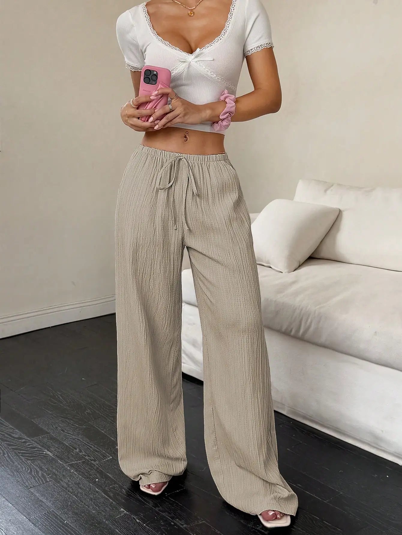 Floor-Length Straight-Leg Trousers