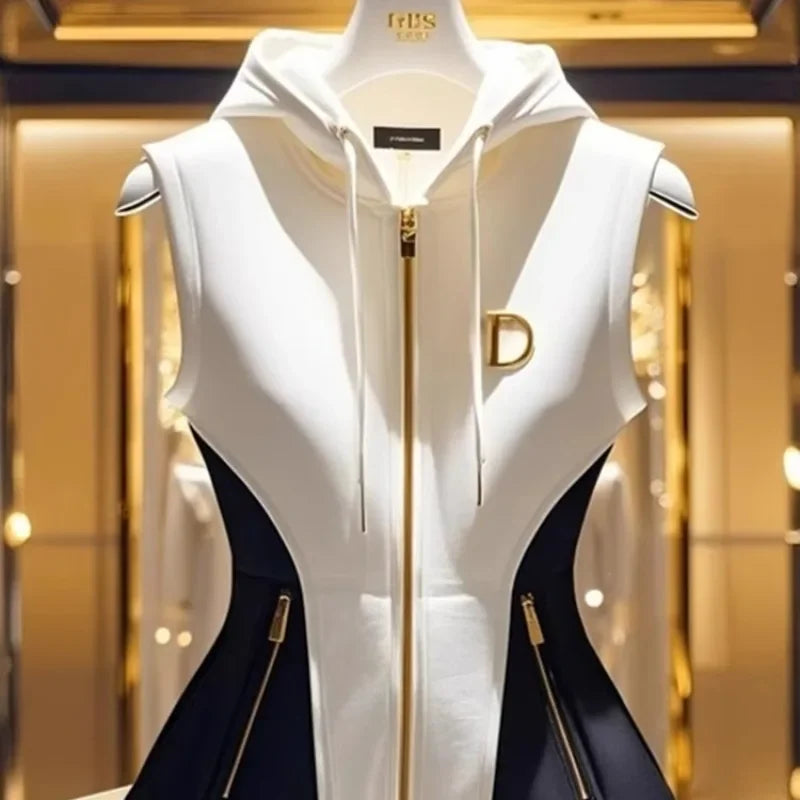 French Contrast Hooded Gilet
