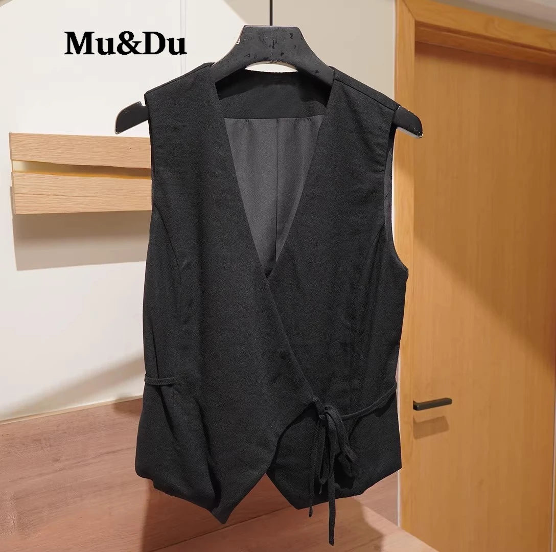 Asymmetric Linen Waistcoat