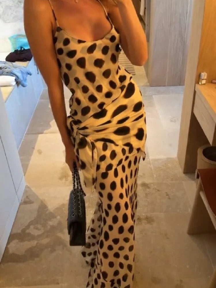 Animal Print Ruched Maxi Dress