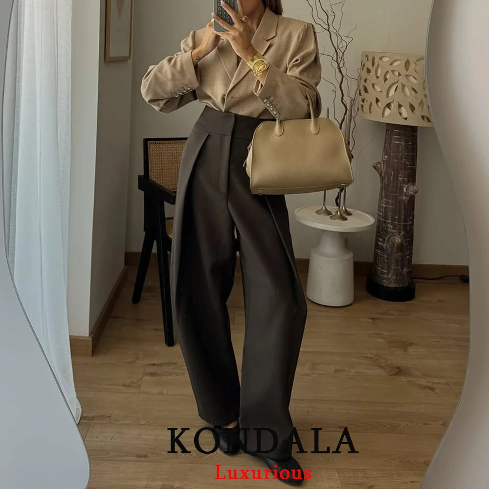 Pleated Wide-Leg Trousers