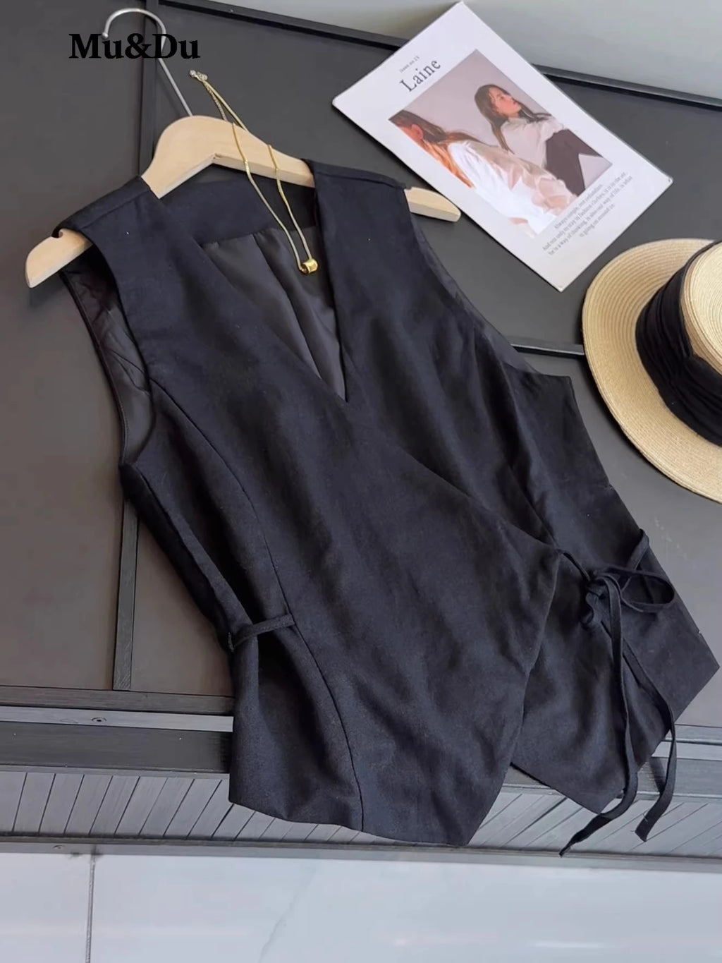 Asymmetric Linen Waistcoat
